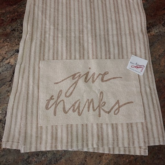 Primitives by Kathy Ticking Stripe 'Give Thanks' Table Runner 15x55" - Picture 1 of 6